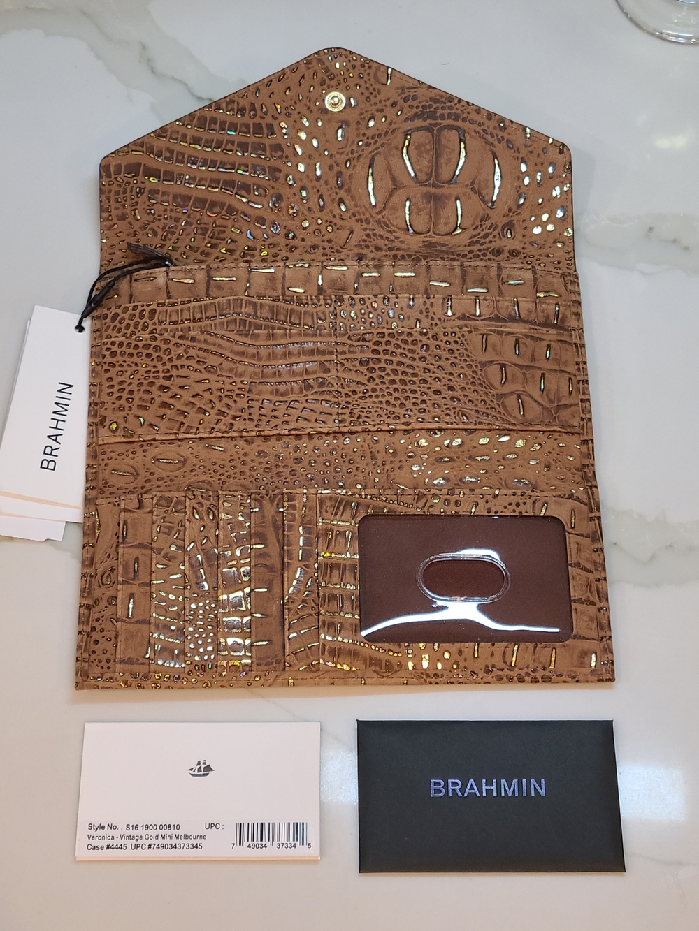 Brahmin NWT Veronica Gold Mini Melbourne Wallet Trifold - Picture 9 of 15